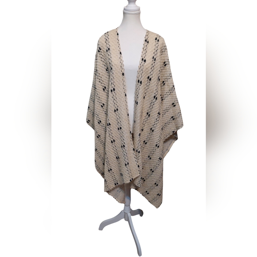 Chic Beige Marcia Lyons Knit Poncho One Size